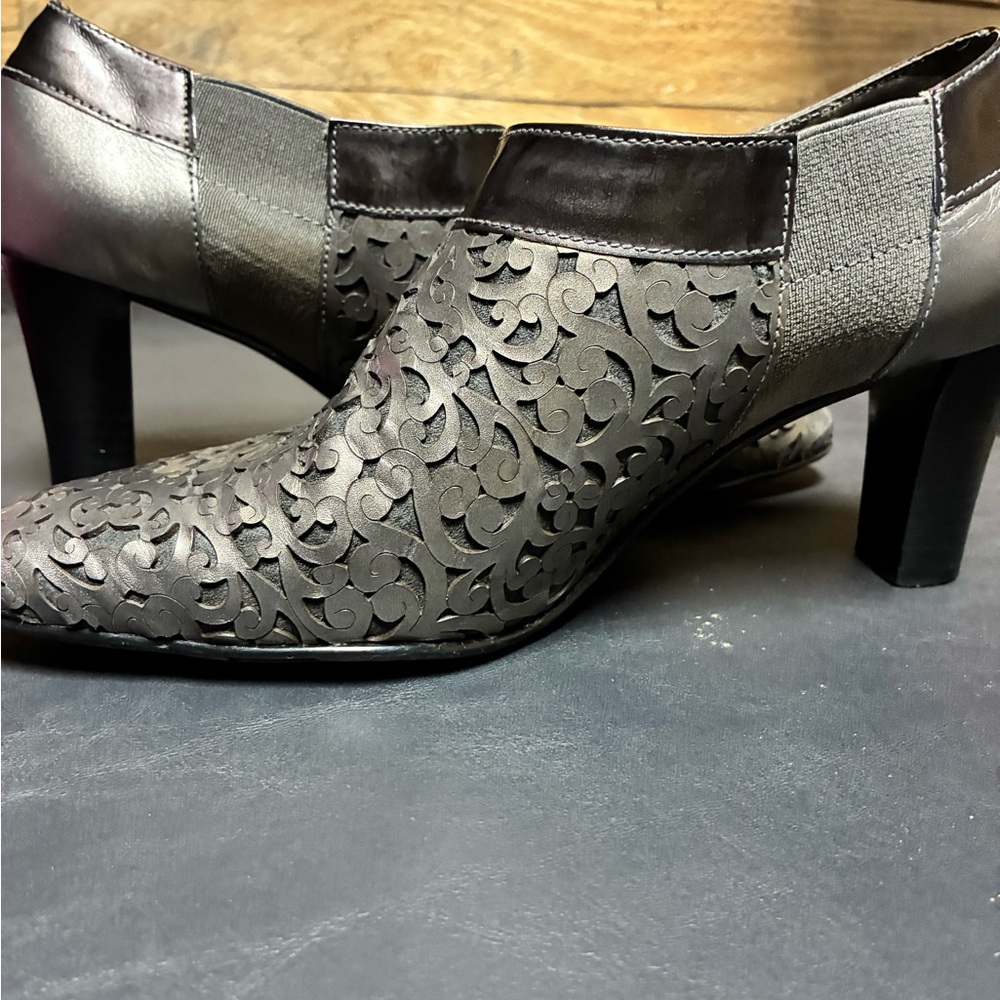 Brighton Black Embossed Heeled Boots